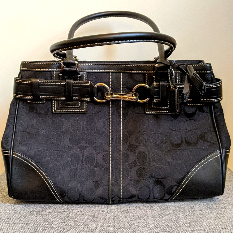 Coach Signature Hampton Black 10246 Satchel Purse Shoulder Bag Tote